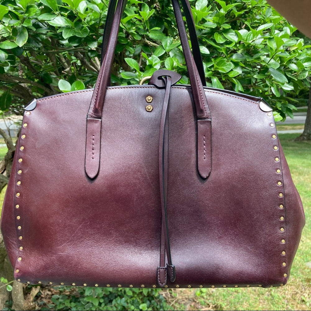 COACH 1941 COOPER CARRYALL brass burgundy tea rose